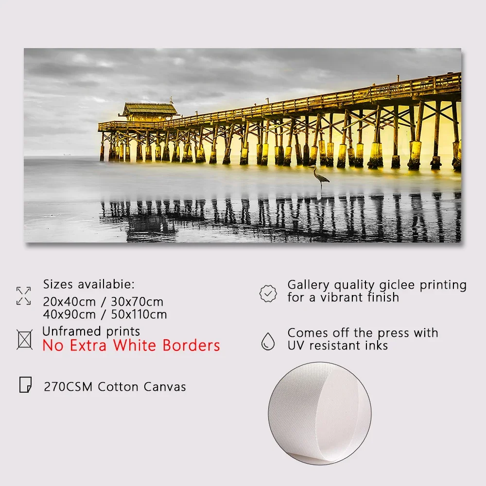 Modern City Night Landscape Canvas Painting Black and Golden Bridge Posters Wall Art Picture Painting for Living Room Home Decor