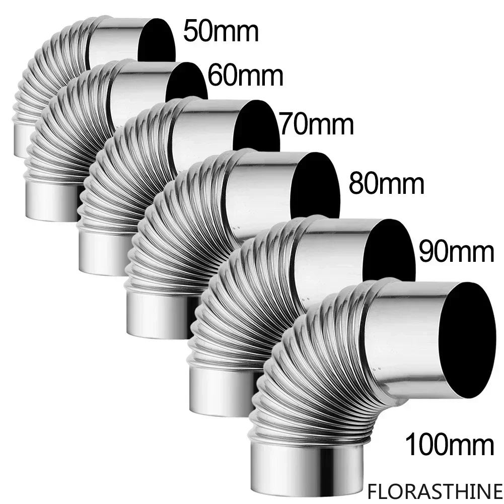 Stainless Steel 90 Degree Elbow Chimney Liner Bend 90° Multi Stove Flue Pipe Home Improvement 50mm, 60mm, 70mm, 80mm, 90mm 100mm