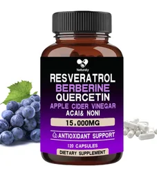 Resveratrol 15000mg,Trans-Resveratrol Antioxidant Supplement with, Helps to Support Digestive Health&Immune System, 120 Capsules