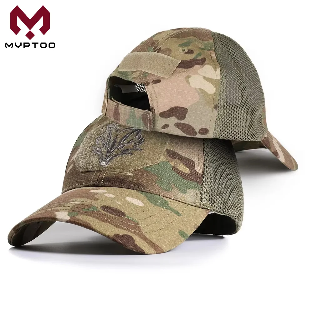 Gorra táctica camuflaje de malla ajustable con cierre trasero