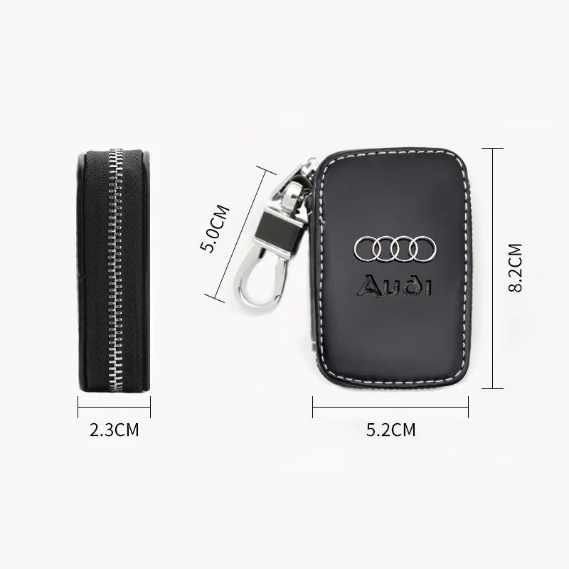 Leather Car Key Wallet For Audi A4 B8 B6 B7 A3 8P 8V 8L A6 A4 Q5 Q7 A1 Q3 A7 TT RS3 RS4 Keychain Hook Bags Key Case Accessories