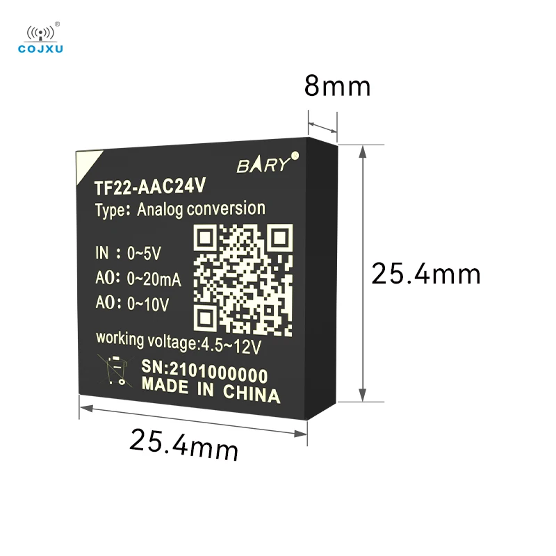 Analog Signal Conversion Module COJXU TF22-AAC24V Input Voltage 4.5-15V Output Voltage 24V/50mA Small Size Shell Fireproof