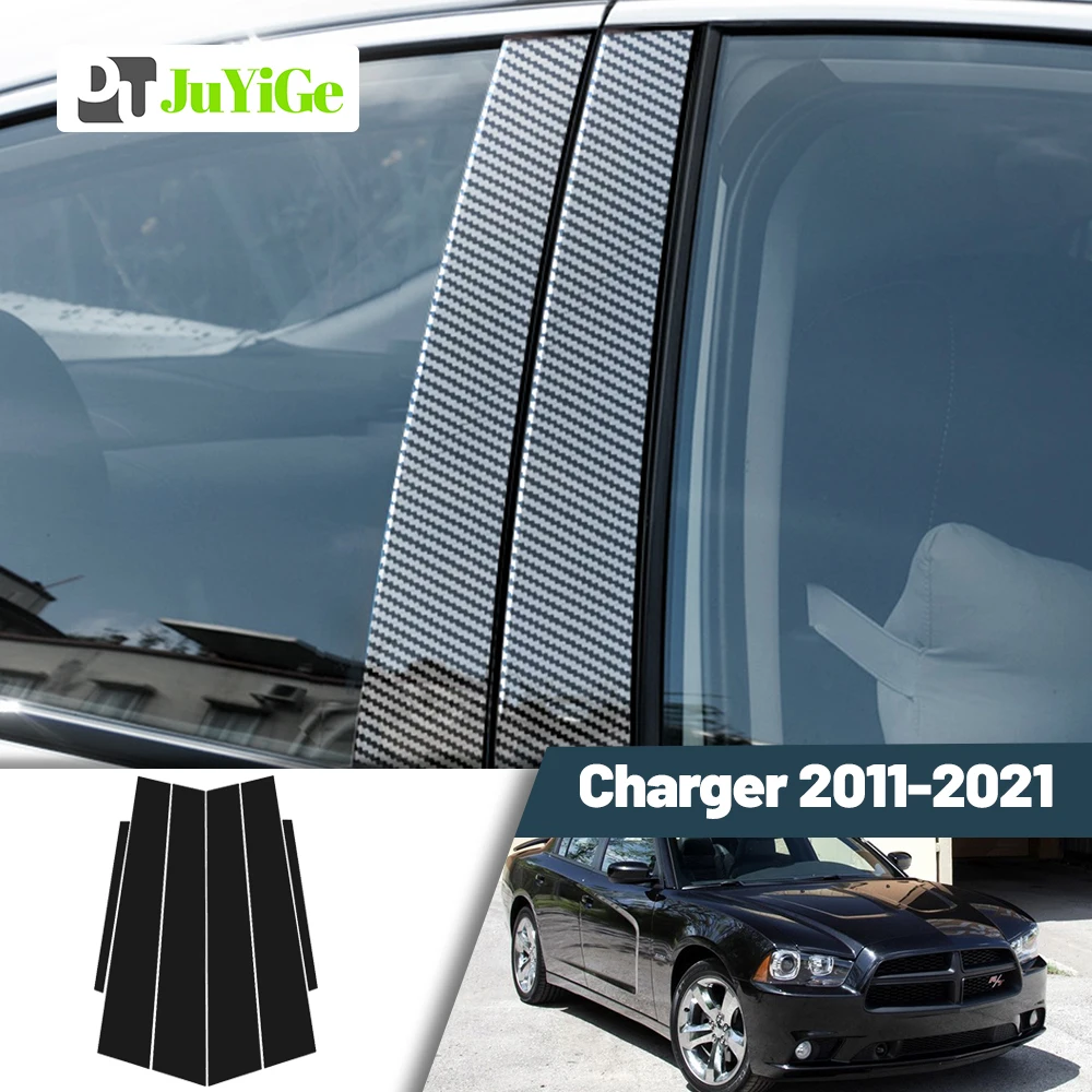 

Glossy Black Carbon Fiber Window Door Deal B C Pillar Post Cover Sticker For Dodge Charger 2011-2021 2012 2013 2014 2015