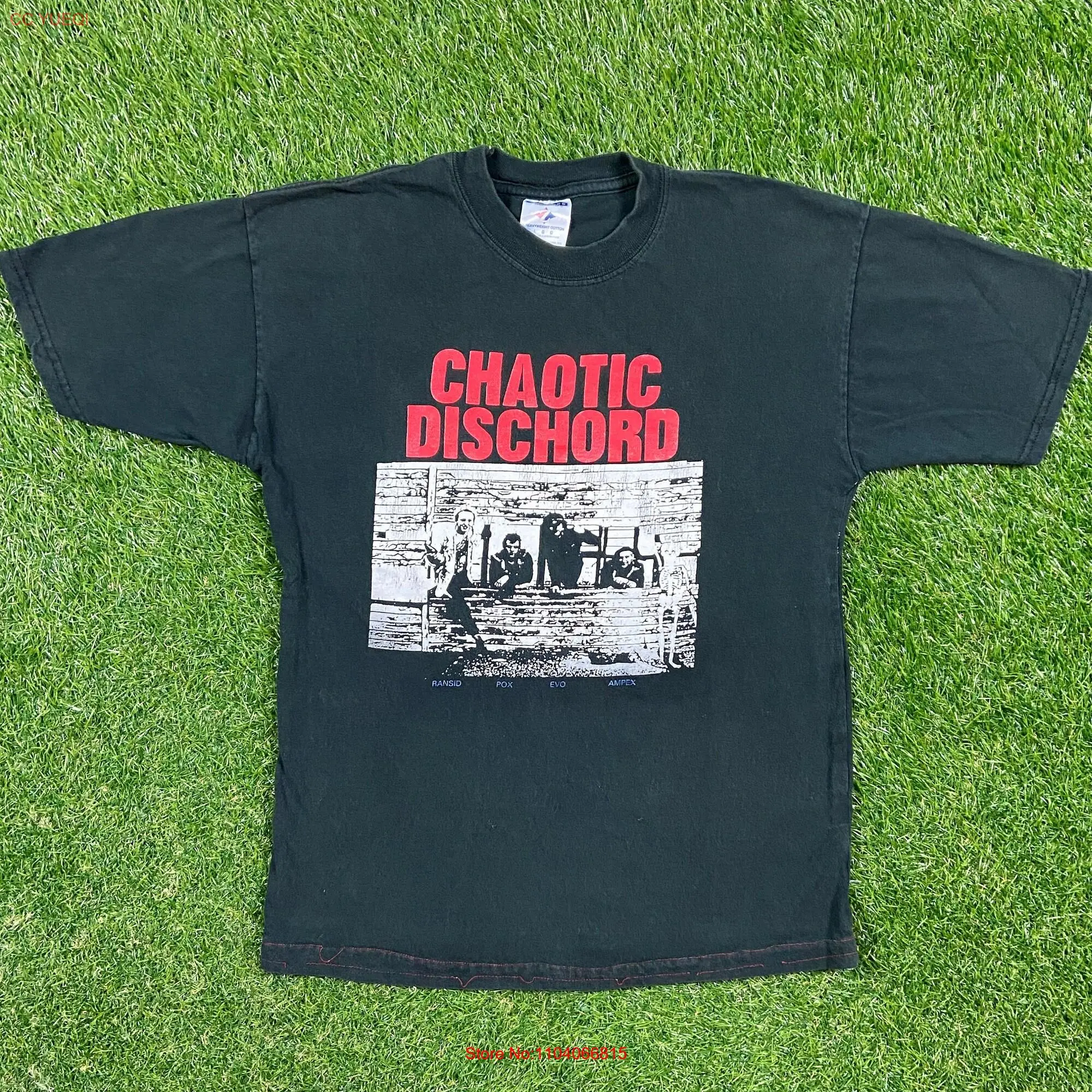 Vintage Chaotic Dischord T Shirt Jerzees Size Large L Rock Band Bristol England Punk 1990s 90s long or short sleeves