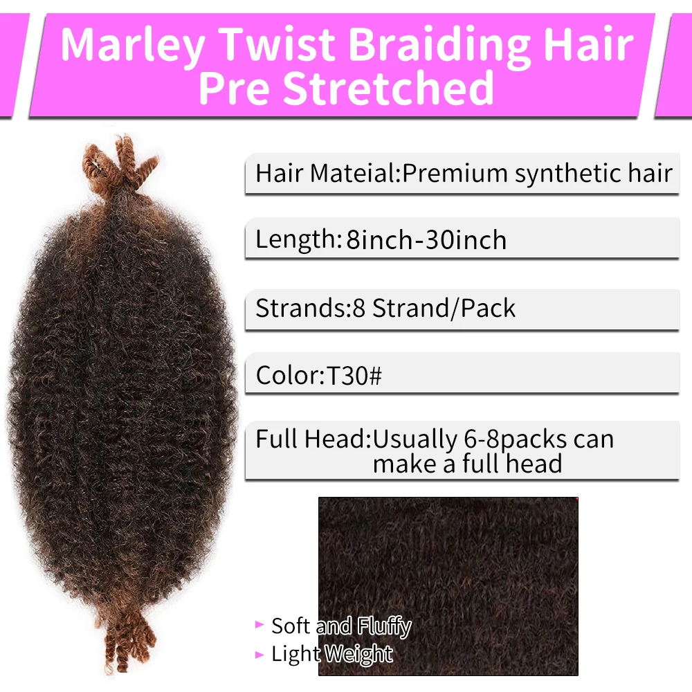 Afro Twist-haar Voorgescheiden veerkrachtig synthetisch wikkelhaar voor zachte locs Spring Twist Marley Twist-vlechthaar