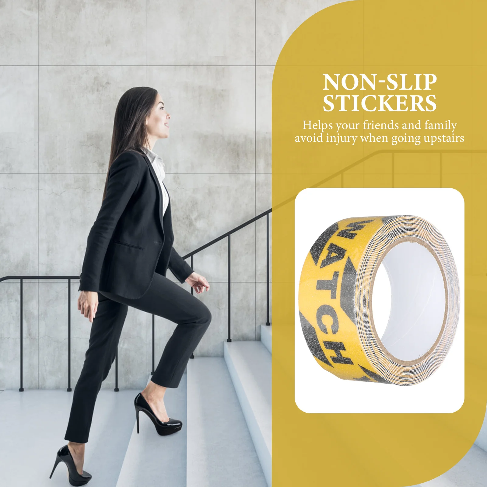 2 Rolls Anti-Slip Warning Tape Watch Your Step Sign for Schools Pools Nursing Homes Stations Platforms Durable Adhesive Floor