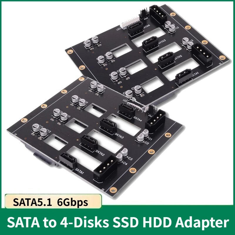 

New 6Gbps SSD HDD SATA5.1 Hard Disk Drive Backplane Nas Storage Card Server Expansion Board SATA To 4-Disks Adapter 2 X 4D Power