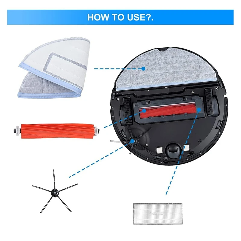 A44F-Replacement Spare Parts For Roborock S7 Maxv, S7 Maxv Ultra,S7 Pro Ultra, T8 Plus,G10S Robot Vacuum,Main Brush,Dust Bags
