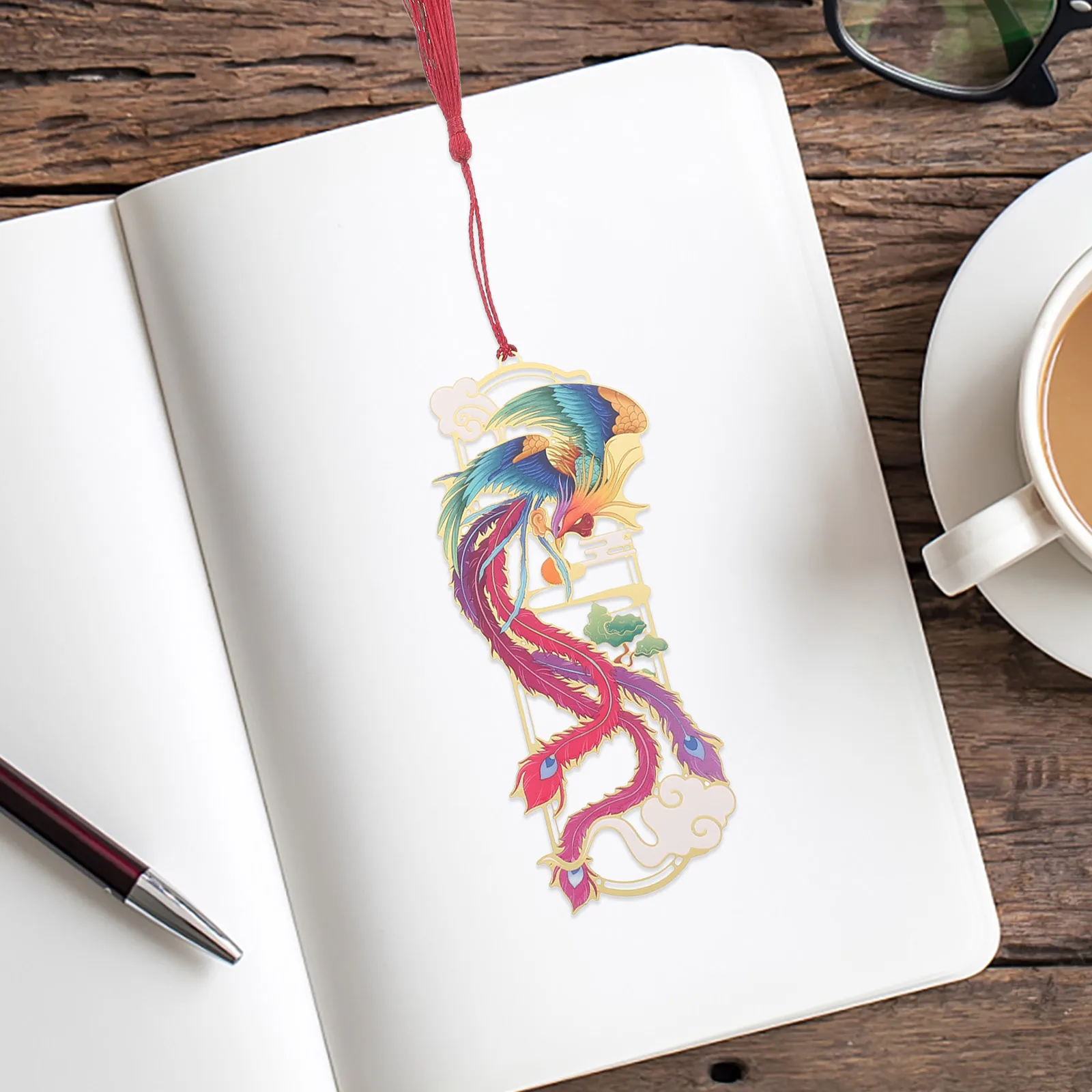 

Dragon Phoenix Metal Bookmark Delicate Page Marker for Book Lovers Gifts Men Cool Reading Accessories Copper Bookmarks