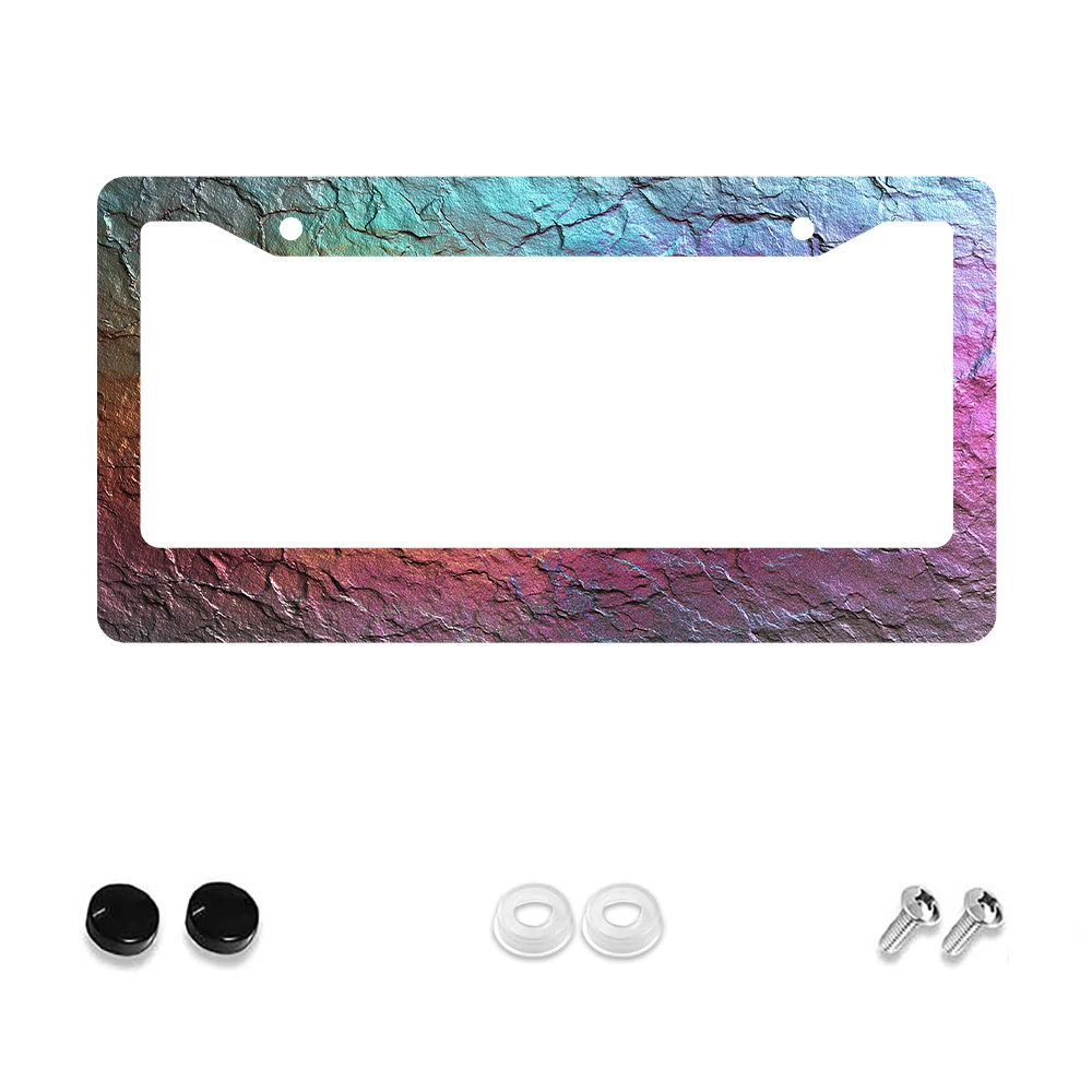 

1 шт., многоцветная каменная текстура, рамка номерного знака с 2 отверстиями, алюминиевый материал, 6x12 дюймов с набором винтов, ретро, новинка, украшение для автомобиля