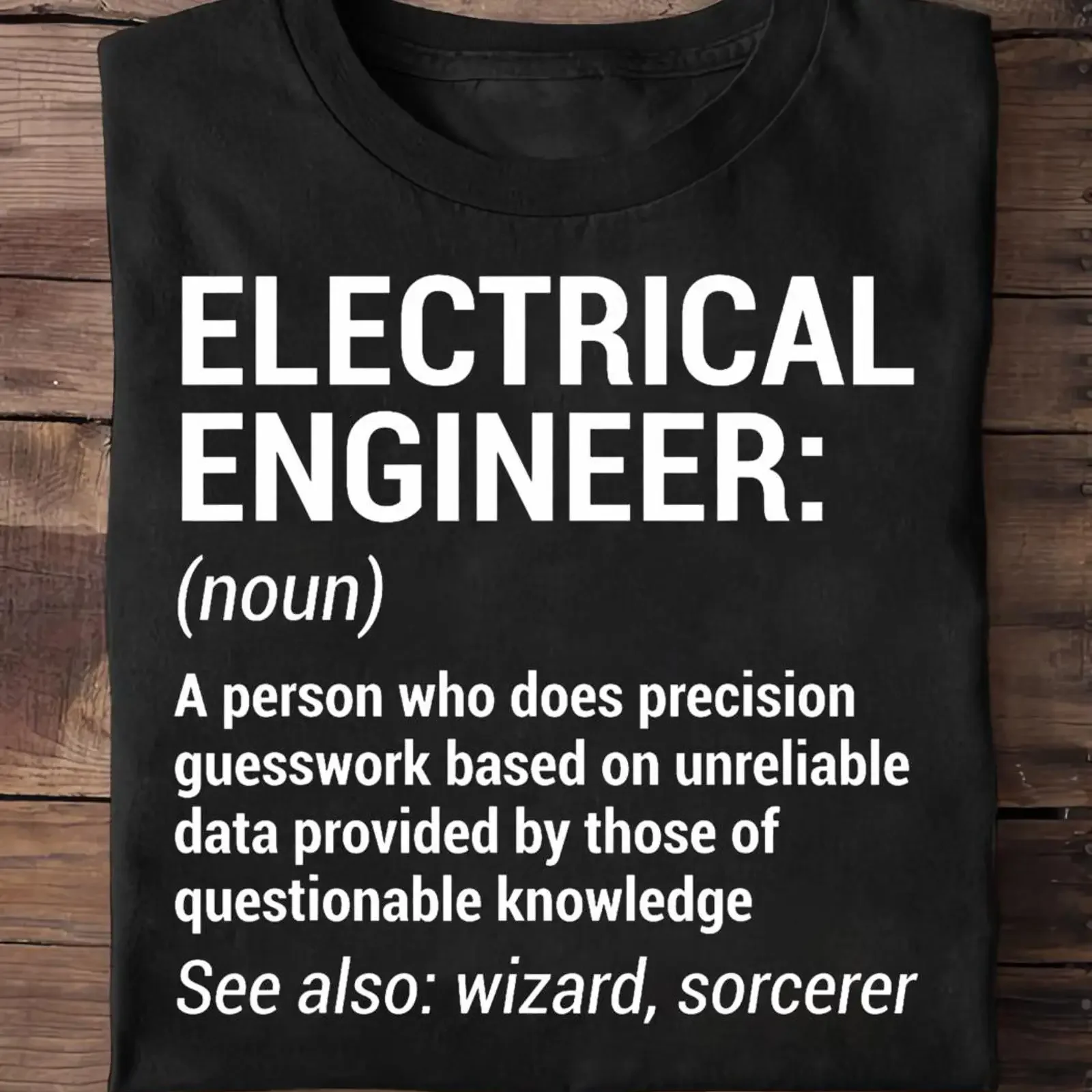 T-shirt humoristique et sarcaste pour ingénieur en électricité, sorcier, avec définition d'ingénieur, style décontracté vintage, streetwear délavé