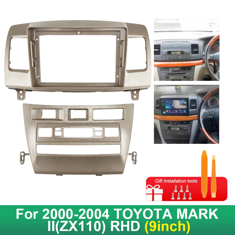 Car Radio Fascia Frame 9 Inch For 2000‑2004 TOYOTA MARK II JZX110 RHD Low‑end Android Stereo Dash Trim Bezel Mount Panel Kit