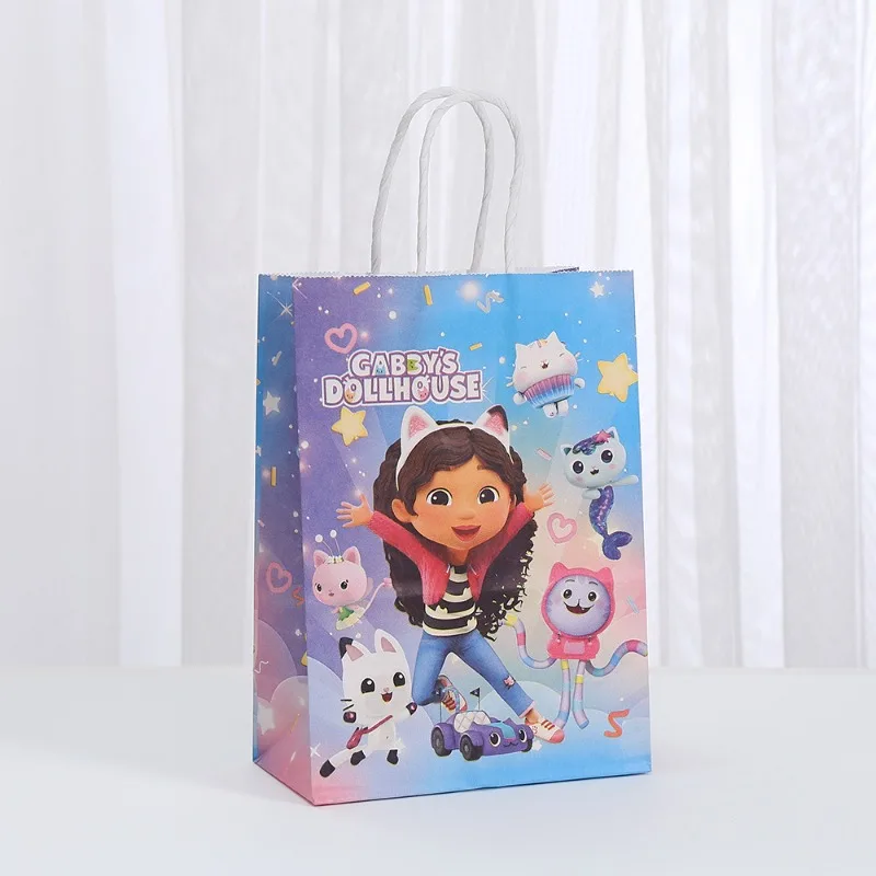 

24 шт., новинка, хит продаж, подарочная сумка для кукольного домика Габби, аниме персонаж, крафт-бумага, сумка для конфет, закусок, подарок на день рождения, упаковка, сумка