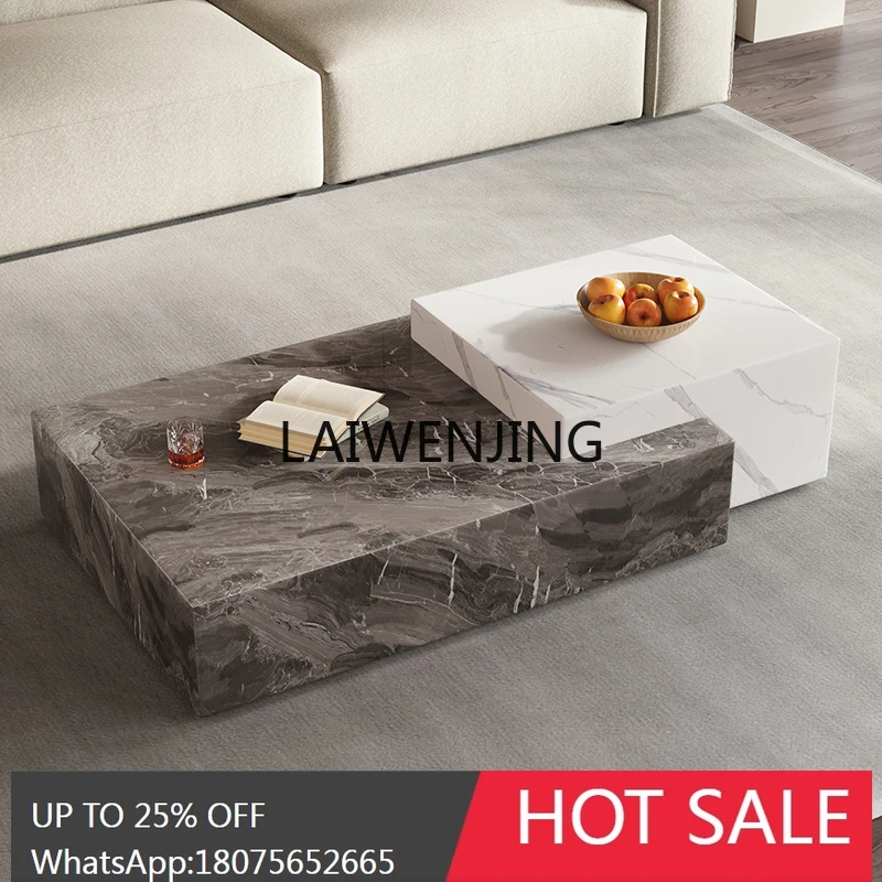 Italian minimalist rock slab coffee table size apartment living room household combination retractable