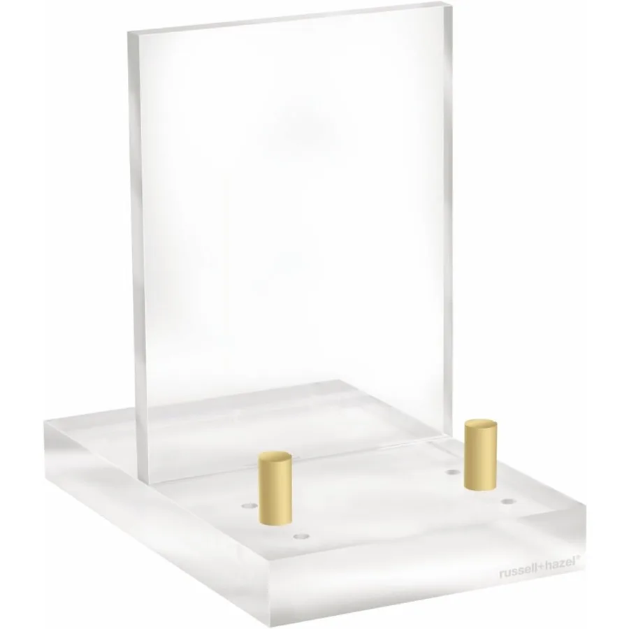

russell+hazel Acrylic Easel with Adjustable Gold Pegs Stand for Pictures Phone or Art Clear Acrylic with Gold Detail 4 x 6 x 6