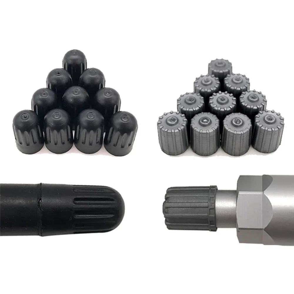 50 szt. Długie / Szaro-czarne Plastikowe Nakładki na Zawory TPMS do TR20008 Osłony Przeciwkurzowe Trzonków Zaworów TPMS