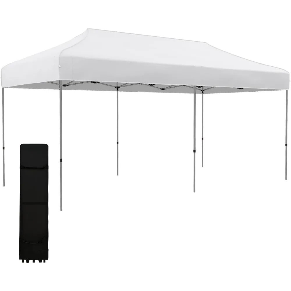

10' x 20' Pop Up Canopy Tent, Instant Sun Shelter with 3-Level Adjustable Height, Easy up Outdoor Tent for Parties with Wheeled