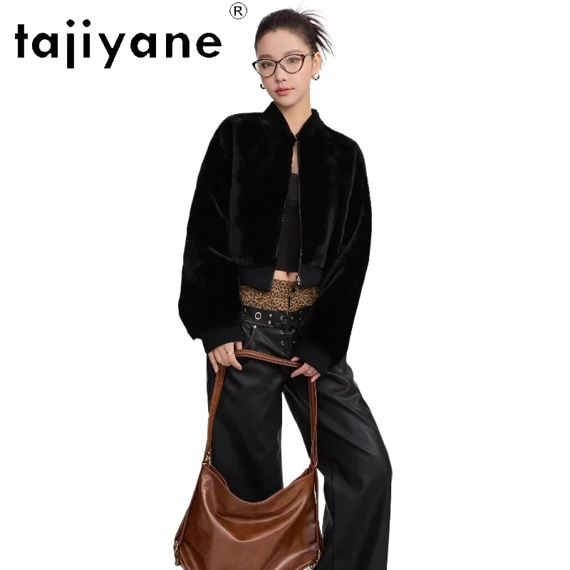 

TAJIYANE Женская модная двусторонняя куртка из натуральной овчины мериноса с шерстью, короткие зимние куртки, женская одежда