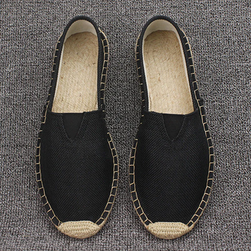 

plus 47 Men's Patchwork Slip-On Espadrilles Summer Shoes round Toe Zip Closure Fashionable Single Shoes for Men