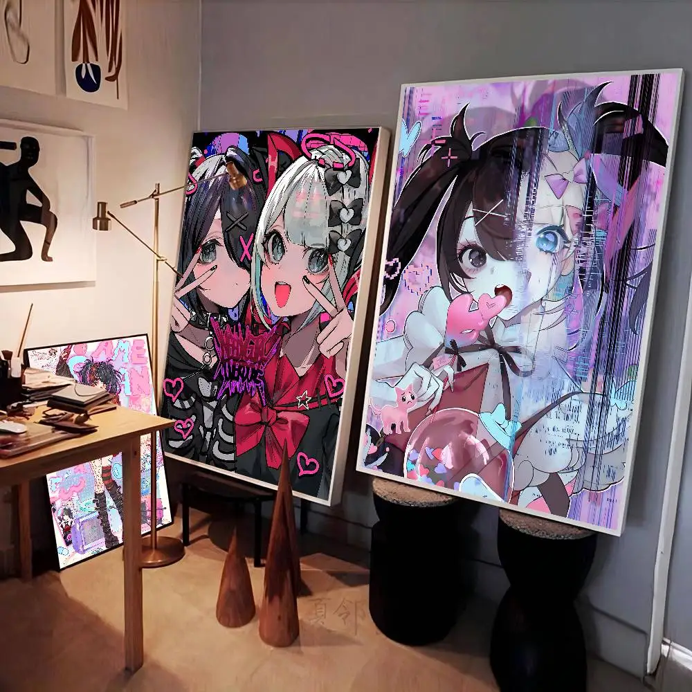 Needy Girl Overdose Game Anime Posters Sticky Whitepaper Sticker DIY Room Bar Cafe Kawaii Room Decor
