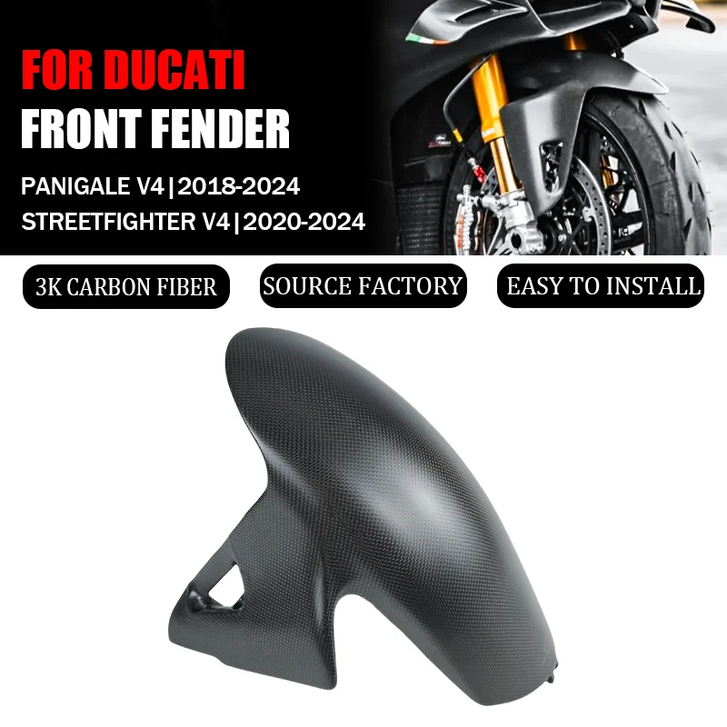 

For DUCATI Panigale V4 V4S V4R Streetfighter V4 V4S 2018-2024 Carbon Fiber Front Fender Hugger Mudguard Motorcycle Accessories