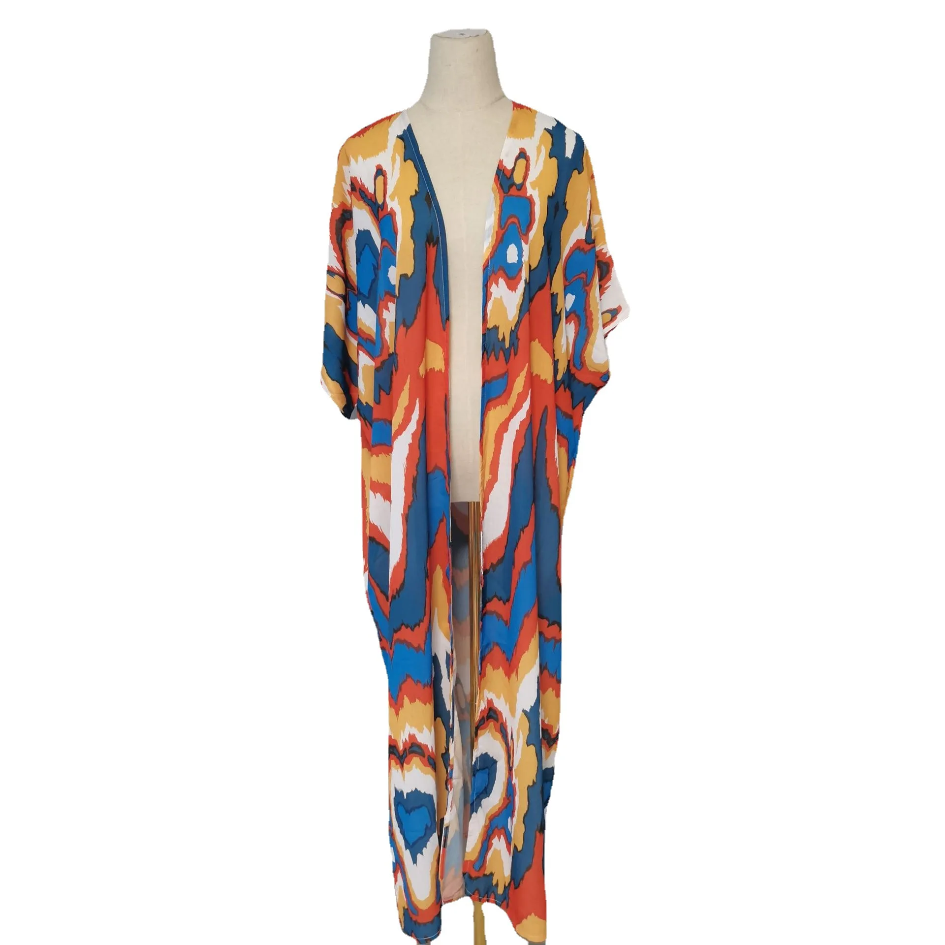 Costumi da bagno Donna Cover Up Cappotti Giacche Manica lunga Cappotto lungo Stampa Beach Y2k Streetwear Elegante aperto Stith Casual Allentato