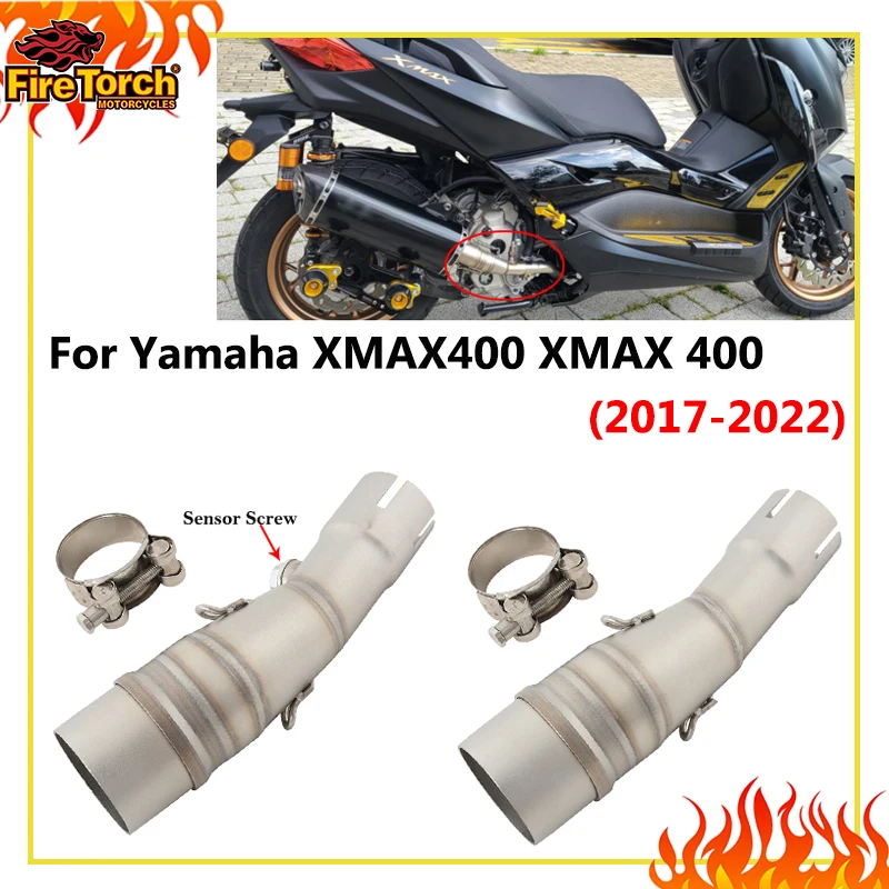 Slip-On-Auspuffanlage für Yamaha X MAX XMAX 400 XMAX400 2017 - 2024 Motorrad Auspuffsysteme Mittelrohr Moto 51mm Schalldämpfer