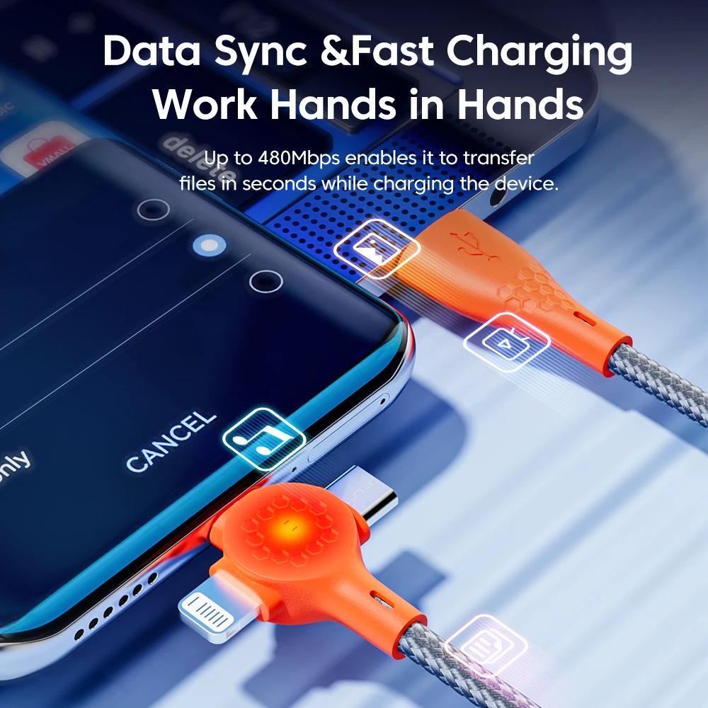 3 in 1 Fast Charging Cable For iPhone Xiaomi Huawei Mobile Phone USB To Type C Micro IOS Cable Multi Charger Cable USB Cable view 4