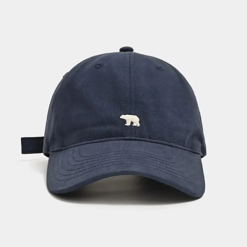 Cartoon Polar Bear Embroidery Baseball Cap For Women Men Cotton Sun Visors Hat Solid Color Unisex Casual Adjustable Peaked Caps