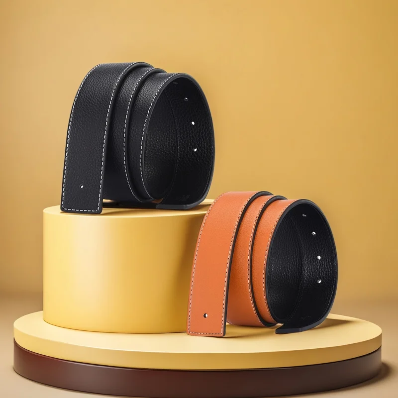 2 Men's Genuine Leather Belt, Suitable for Pin Buckle Closure, Belt Width 1.38 Inch, Multiple Colors Available