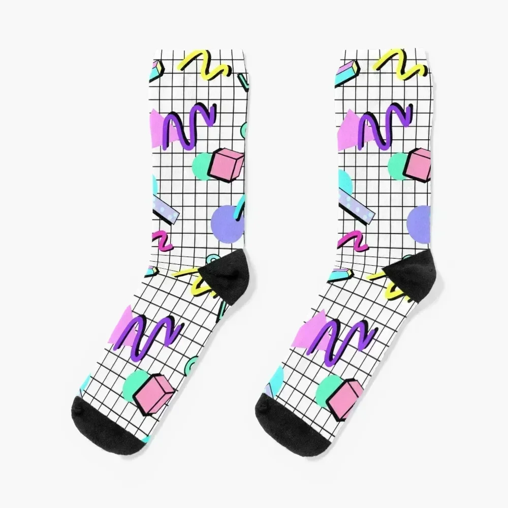 Calcetines con diseño de rejilla de fiesta Retro de los años 80 (BG blancos), zapatos de verano, calcetines deportivos personalizados para Crossfit para hombres y mujeres