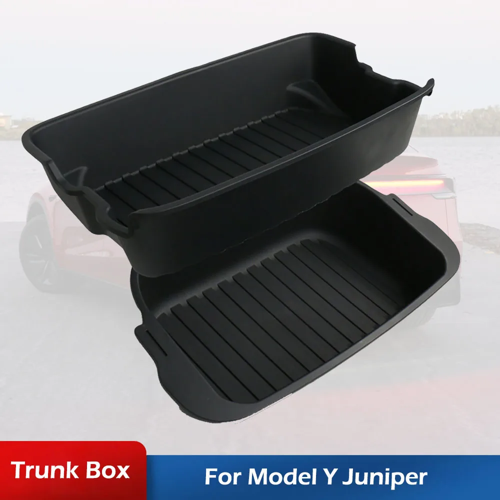 For Tesla Model Y Juniper 2025 2026 Rear Trunk Storage Box Double-Deck Luggage Trunk Organizer Box Dust Proof Cargo Tray