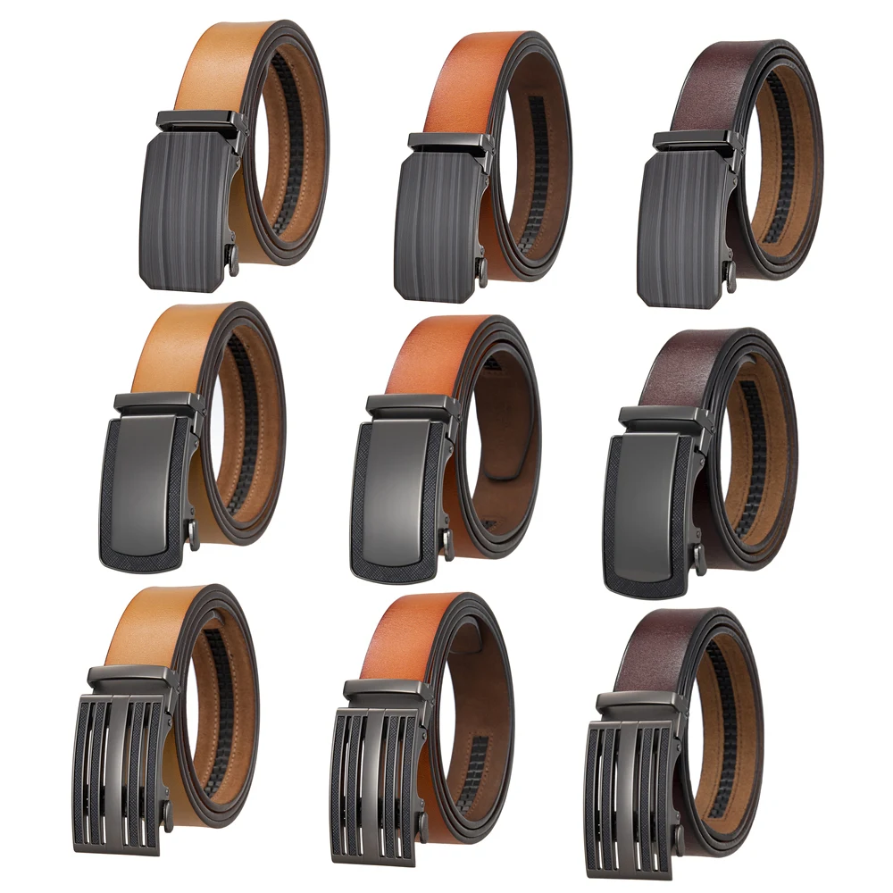 

Genuine Leather Designer Belt For Men Vintage Retro Jeans Waist Strap Automatic Buckle Coffee Yellow Brown Cowhide Belts B973