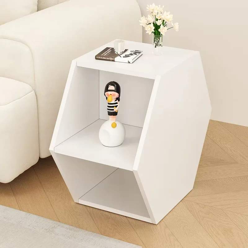 Simple hexagonal sofa coffee table, multi-functional hexagonal combination coffee table with storage creative bedside table
