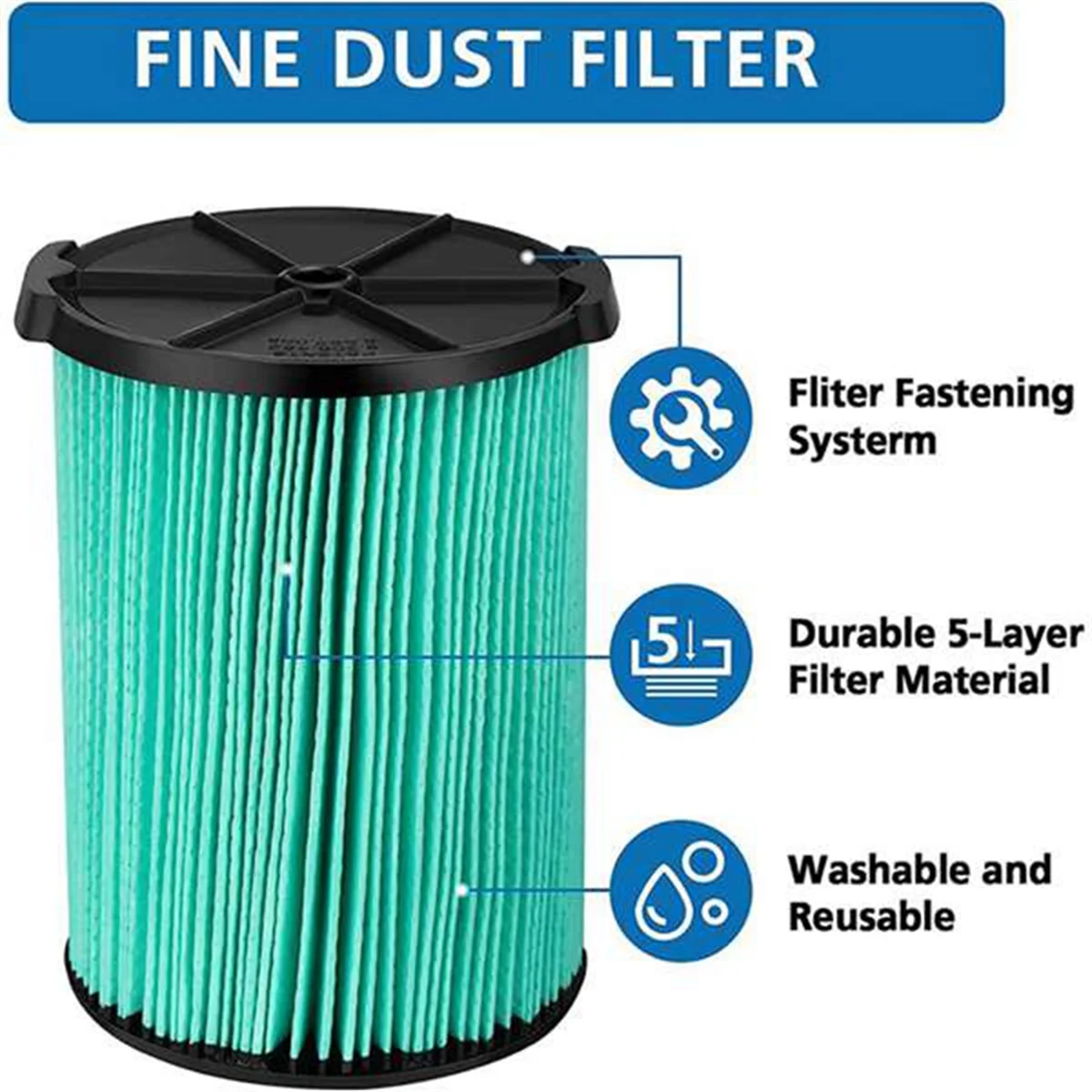 2Pcs Replacement Filter for VF6000 Vacuum Cleaner Parts Vacuum High-Efficiency Air Filter with 1Pc Brush