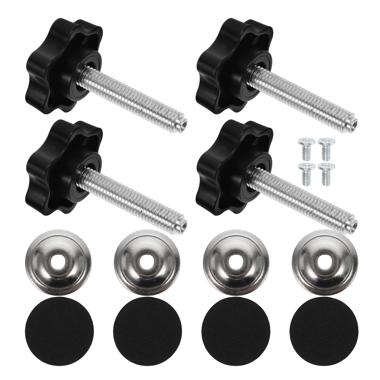 4 Sets Plum Blossom Handle Threaded Knob Plastic Thumb Screw Knurled T Track Screw Knobs Bolt Stud Knobs Tool Parts