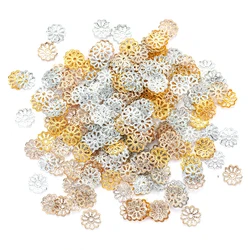 200Pcs 7/9mm Silver Gold Hollow Flower Petal End Spacer Beads Caps For Bracelets Jewelry Making Supplies Accessories Materials