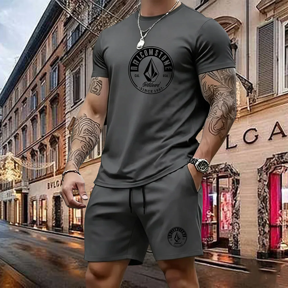 

Volcom Stone Graphic Sportswear Men's T-shirt Set New Top T-shirt Short Sleeve Round Neck Printed Set