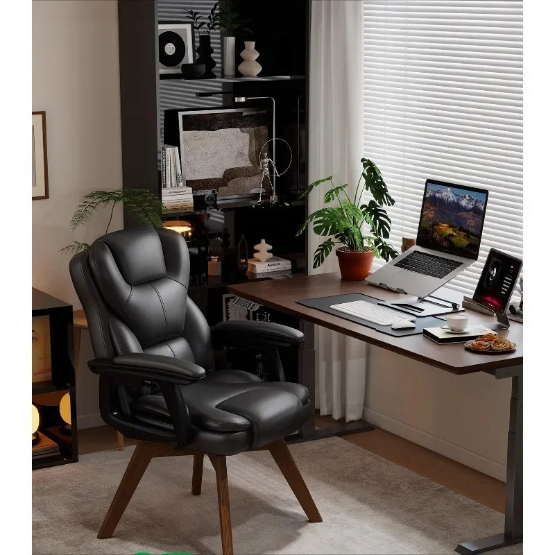 Solid wood computer chair Comfortable sedentary study desk Office chair Household bedroom sofa Rotatable back