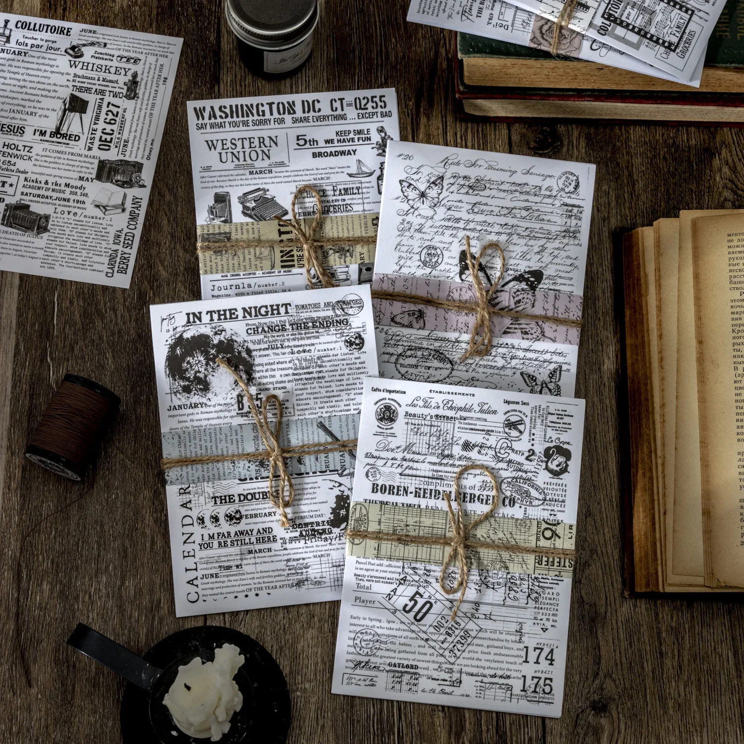 蝶の造園ステッカー,ヴィンテージ,英語のテキスト,パビリオンシリーズの本,クリエイティブな日記,コラージュ文房具