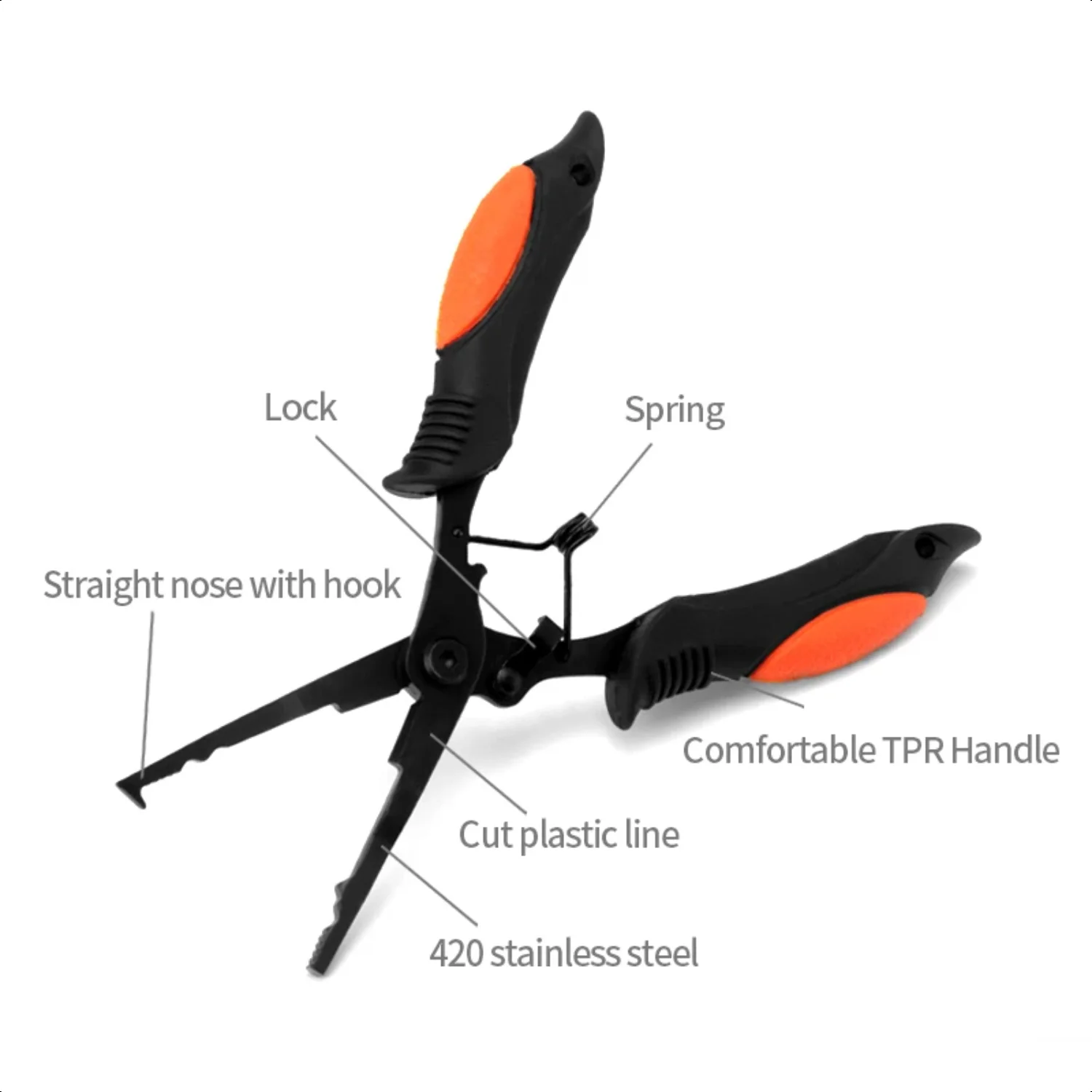 ملقط الصيد هوك مزيل الفولاذ المقاوم للصدأ الأنف الطويل ملقط الصيد مضفر متشعب حلقة ملقط المحمولة الصيد متعددة الوظائف