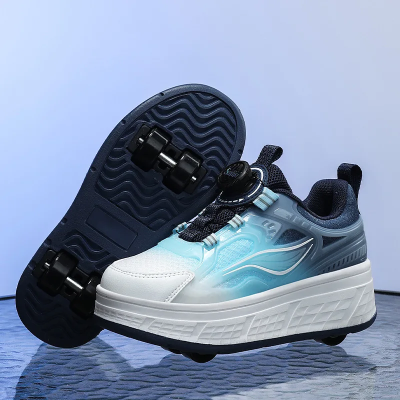 Детская обувь для роликовых коньков, деформируемые колеса для бега и катания на коньках для мальчиков и девочек, 4-колесная обувь для роликовых коньков, детские кроссовки