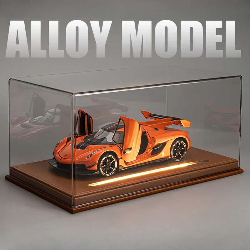 High transparent PVC Display Box For 1/24 Scale Car Model Leather And Wood Lighting Dust Cover Parking Lot Showcase Kid Toy