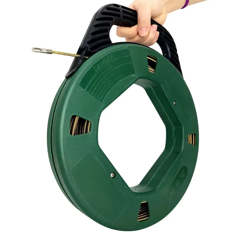 4mm 30m Steel Fish Tape with Storage Case, Push-Pull Wire Puller for Conduit Cable Running