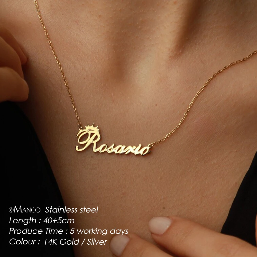 EMANCO New Personalized Name Stainless Steel Necklace for Women Custom Letters Chain Pendant Choker Jewelry Holiday Gifts