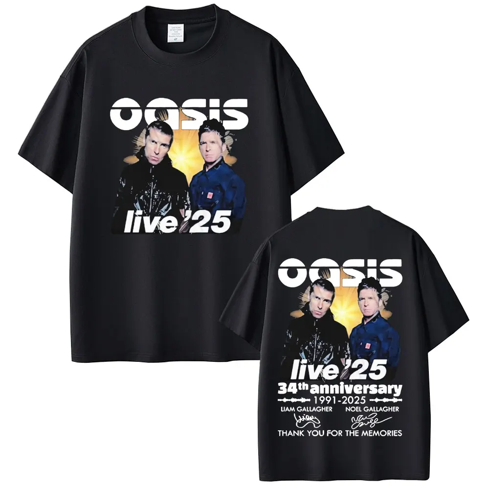 

Британская рок-группа O-Oasis Live 25 Tour, футболки для мужчин и женщин, хлопковая повседневная винтажная футболка с короткими рукавами, уличная одежда унисекс