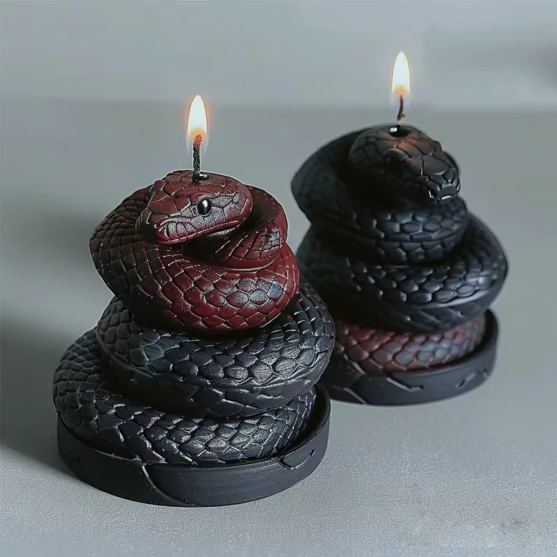 Sanxin Snake-Shaped Aromatherapy Candle Silicone Mold RoseDIYPlaster Halloween Gift Silicone Mold