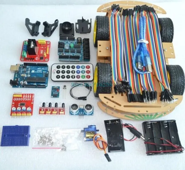 Multi-Functional 4WD Robot Car Kits Sensor Board Ultrasonic Module  Robot Car Assembly Kit