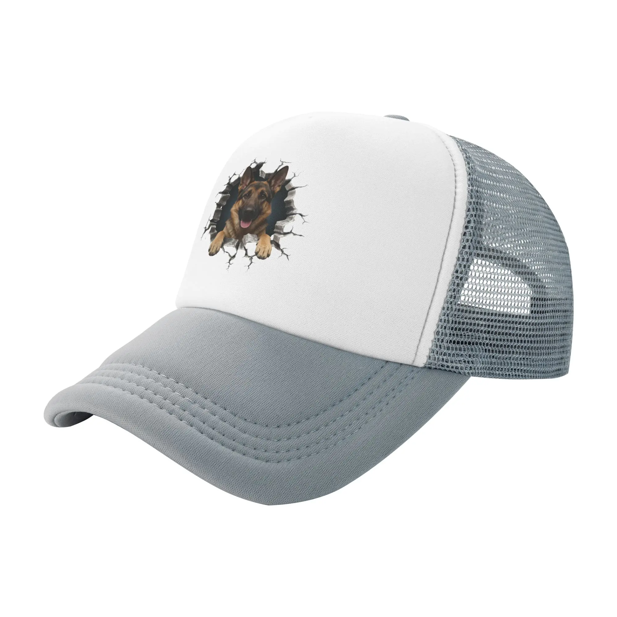 Fashion Breaking Through German Shepherd Trucker Hat Adult Dog Lover Adjustable Baseball Cap Men Women Sports  Trucker Cap
