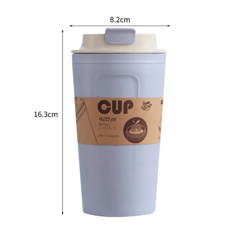 420ml Portable Practical Reusable Bamboo Fiber Coffee Cups Eco Friendly Non-slip Solid Travel Car Mugs Useful Outdoor